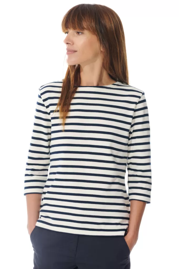 Mousqueton 3/4-sleeve breton stripe shirt^Women Breton Shirt