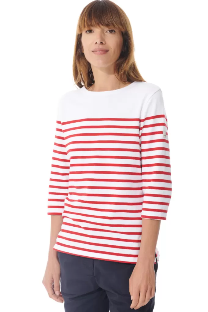 Mousqueton 3/4-sleeve breton stripe shirt^Women Breton Shirt