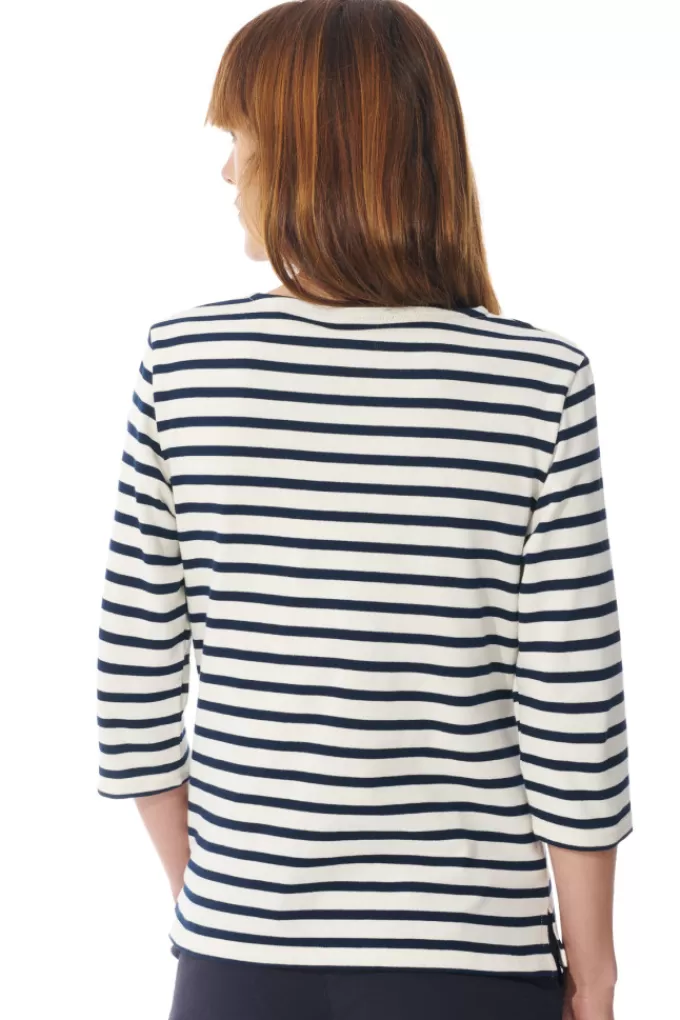 Mousqueton 3/4-sleeve breton stripe shirt^Women Breton Shirt