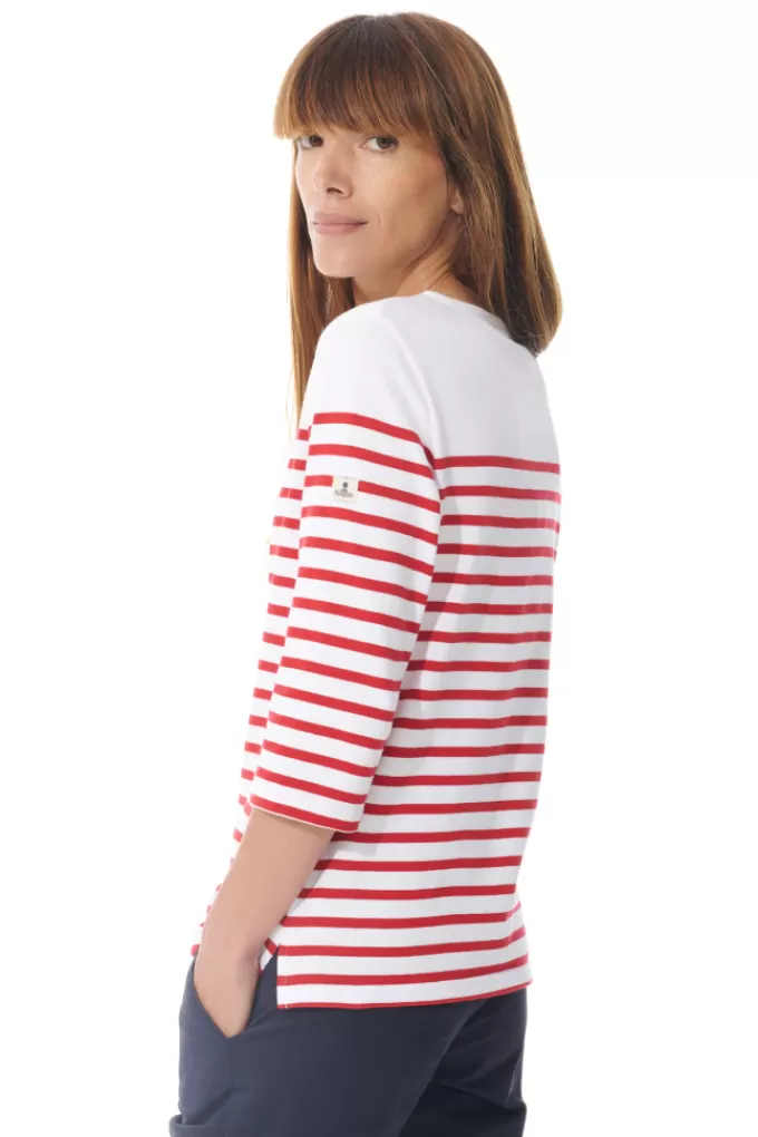 Mousqueton 3/4-sleeve breton stripe shirt^Women Breton Shirt