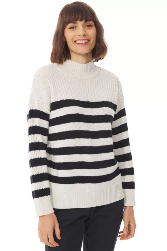 Mousqueton Striped high-neck sweater^Women Cardigan, Sweater