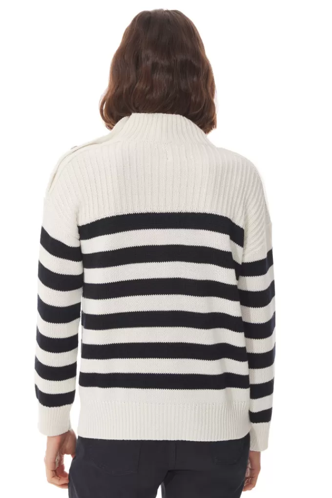 Mousqueton Striped high-neck sweater^Women Cardigan, Sweater