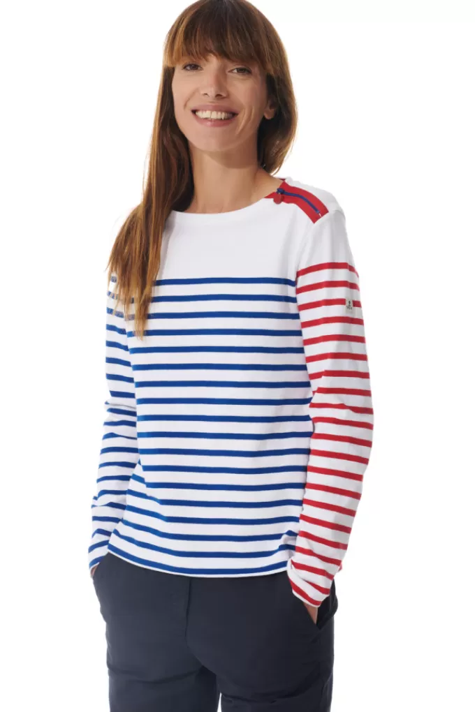 Mousqueton Zipped shoulder breton stripe shirt^Women Breton Shirt