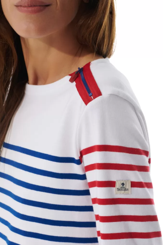 Mousqueton Zipped shoulder breton stripe shirt^Women Breton Shirt